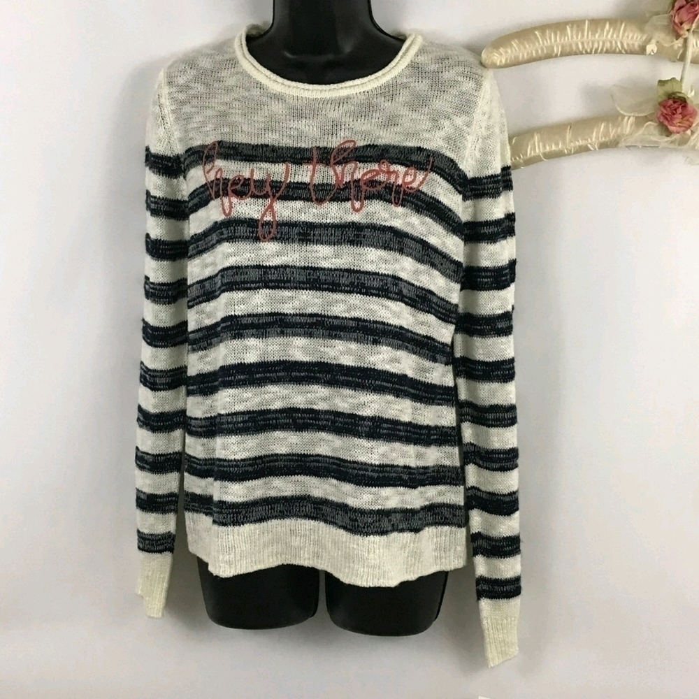 Copper Key Black & White Stripe Sweater NWT